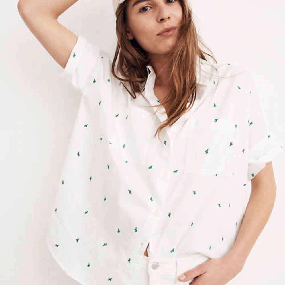 Madewell Embroidered Cactus Courier Shirt